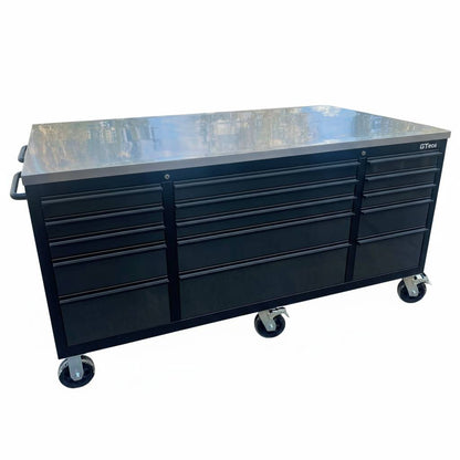 Large Steel Garage Island Workbench – Stainless Steel Top