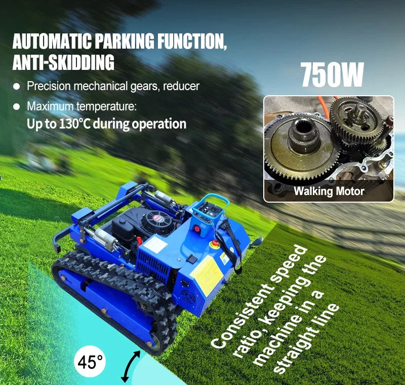 Relied 550mm Remote-Controlled Tracked Lawn Mower – All-Terrain Gas Powered