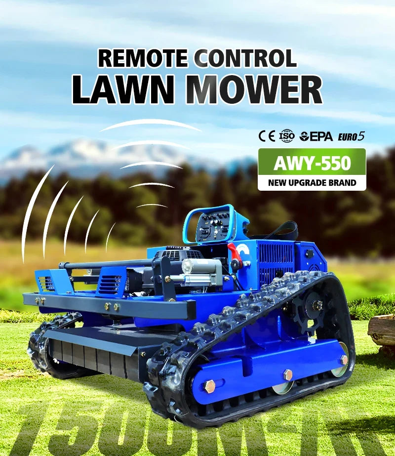 Relied 550mm Remote-Controlled Tracked Lawn Mower – All-Terrain Gas Powered
