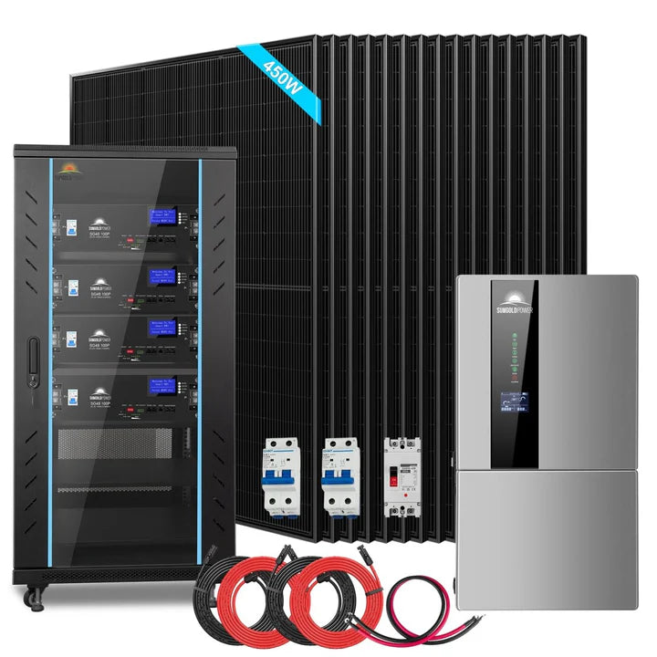 Sungold Power Hybrid Solar Kit 11.4KW 48V Split Phase 20.48KWH/51.2KWH Lithium Battery 450 Watt Solar Panel