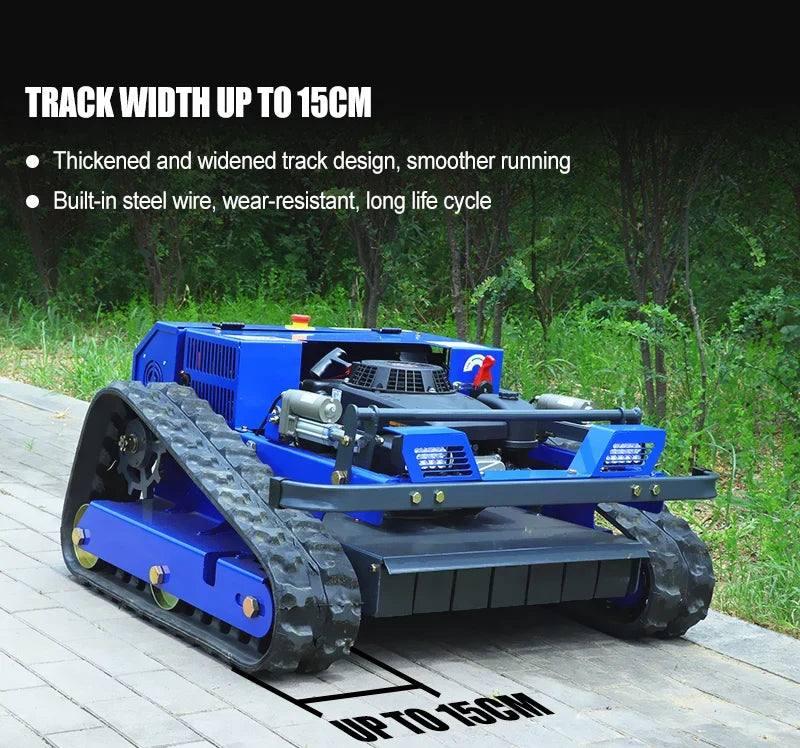 Relied 550mm Remote-Controlled Tracked Lawn Mower – All-Terrain Gas Powered