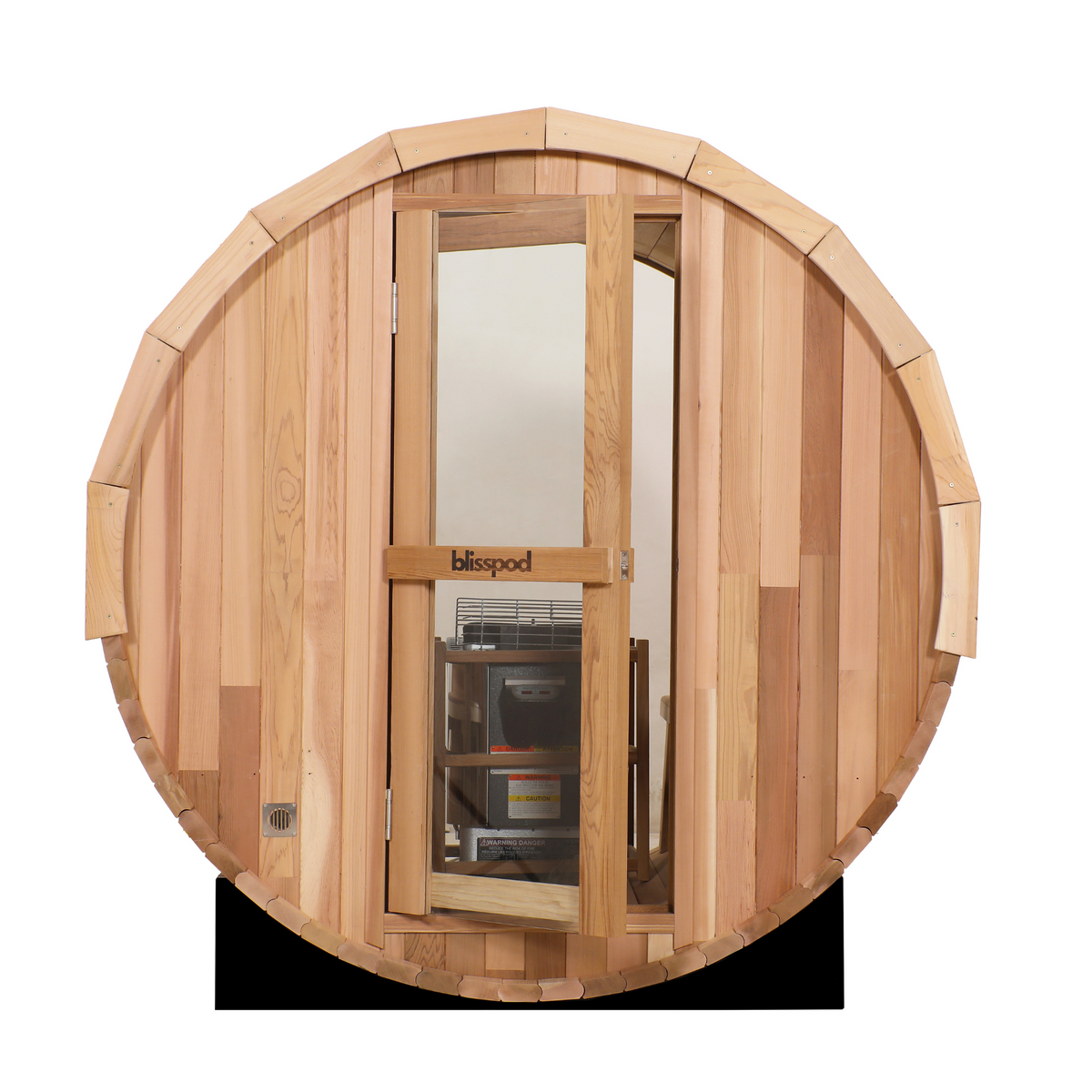 Blisspod Prague Canadian Red Cedar Outdoor Steam Barell Sauna | Full Glass Back