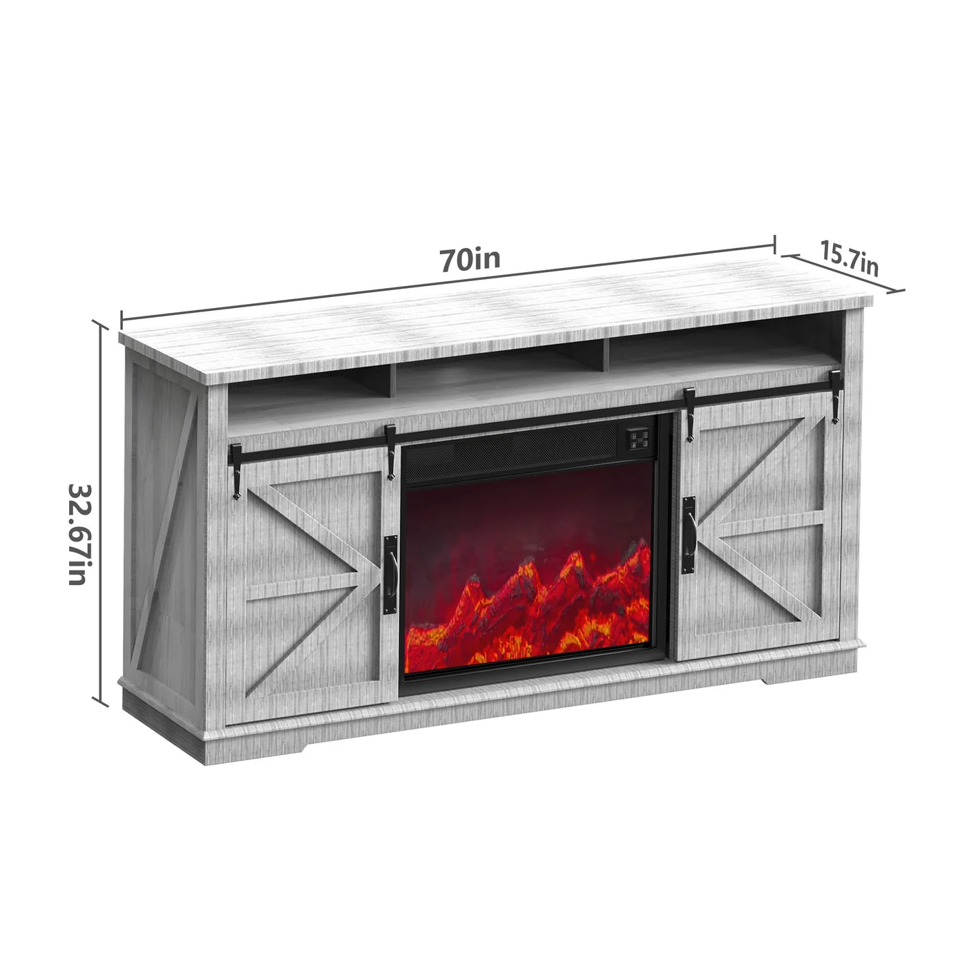 70" Gray Modern Fireplace TV Stand