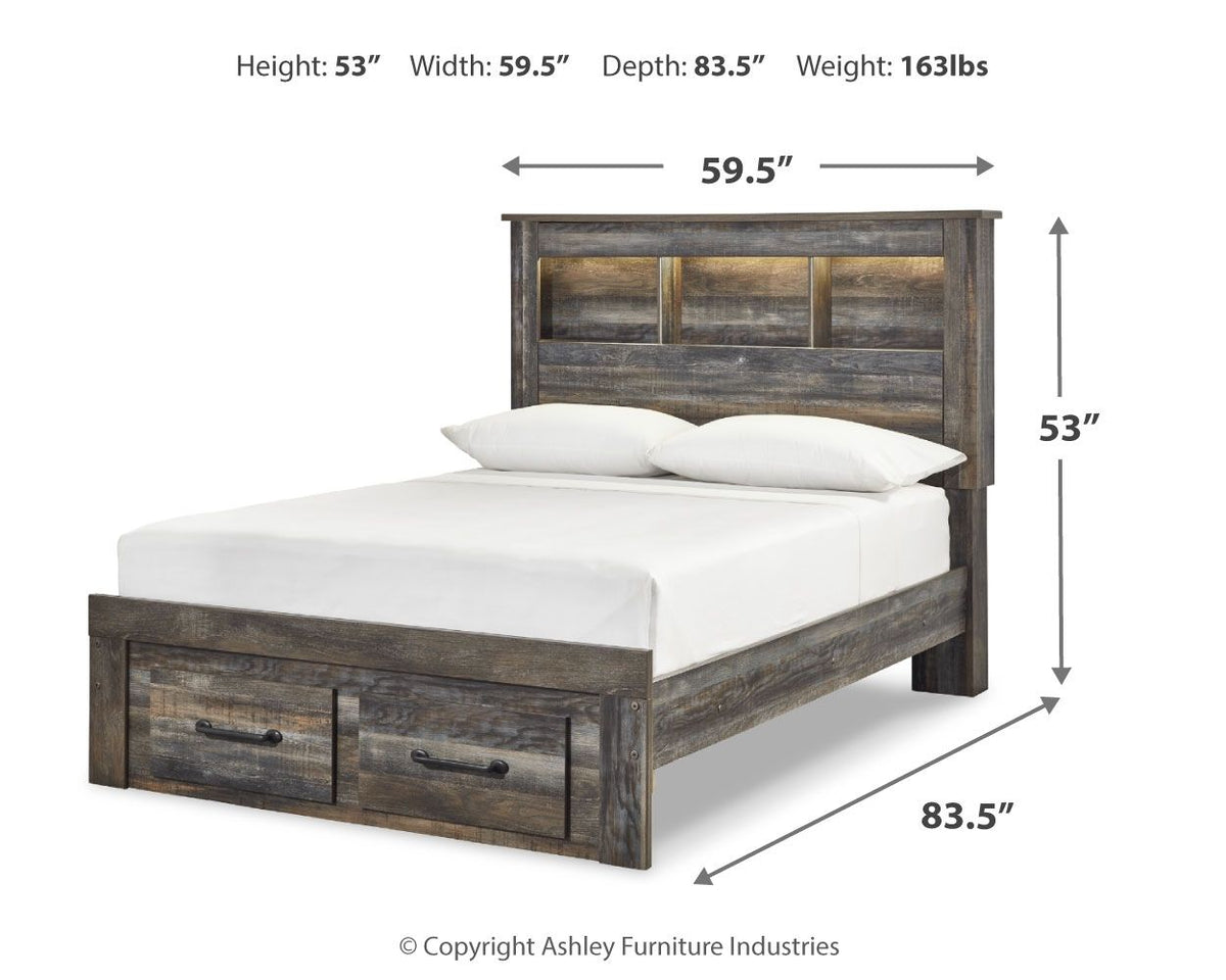 Drystan Rustic Bookcase Bed – LED Lighting & Storage Options