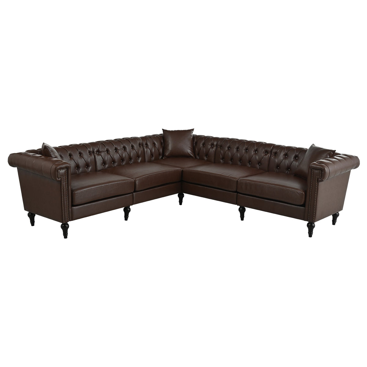 Man Cave Chesterfield Sofa - 5 Seat PU Leather