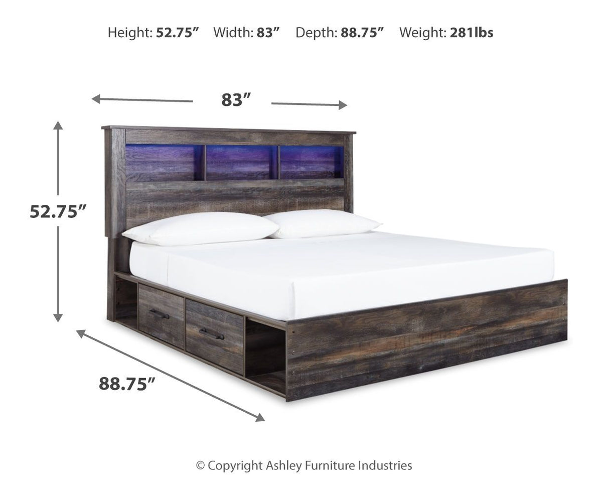 Drystan Rustic Bookcase Bed – LED Lighting & Storage Options