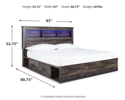 Drystan Rustic Bookcase Bed – LED Lighting & Storage Options