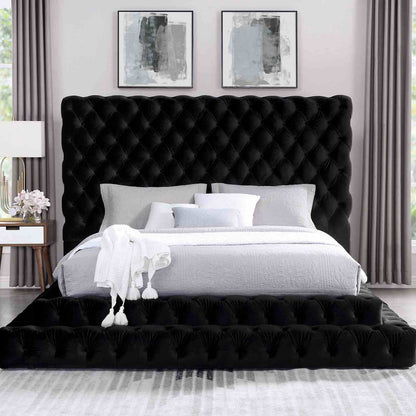 Luxe Tufted Platform Bed – Oversized Headboard & Upholstered Frame