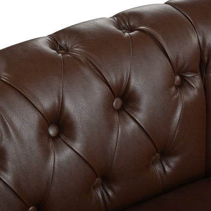 Man Cave Chesterfield Sofa - 5 Seat PU Leather