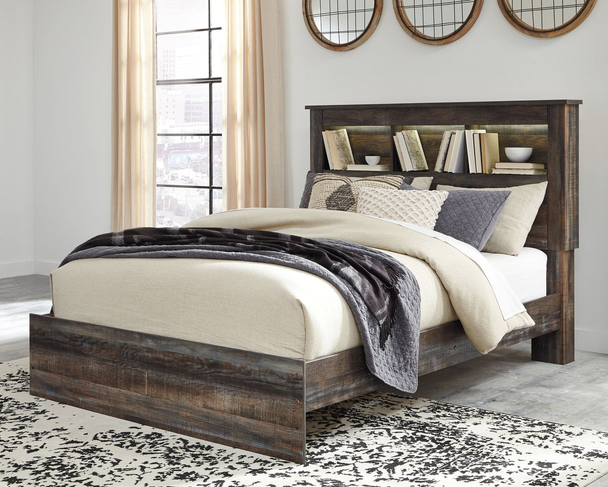Drystan Rustic Bookcase Bed – LED Lighting & Storage Options
