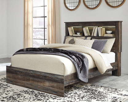 Drystan Rustic Bookcase Bed – LED Lighting & Storage Options