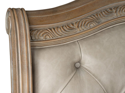 Marisol Luxury Upholstered Sleigh Bed – Elegant Fawn Finish