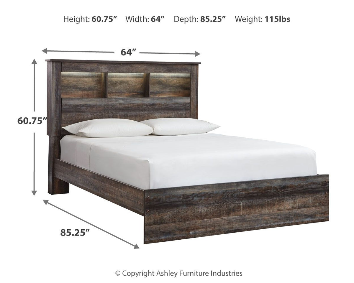 Drystan Rustic Bookcase Bed – LED Lighting & Storage Options