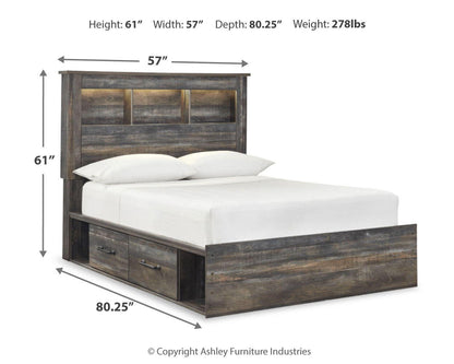 Drystan Rustic Bookcase Bed – LED Lighting & Storage Options