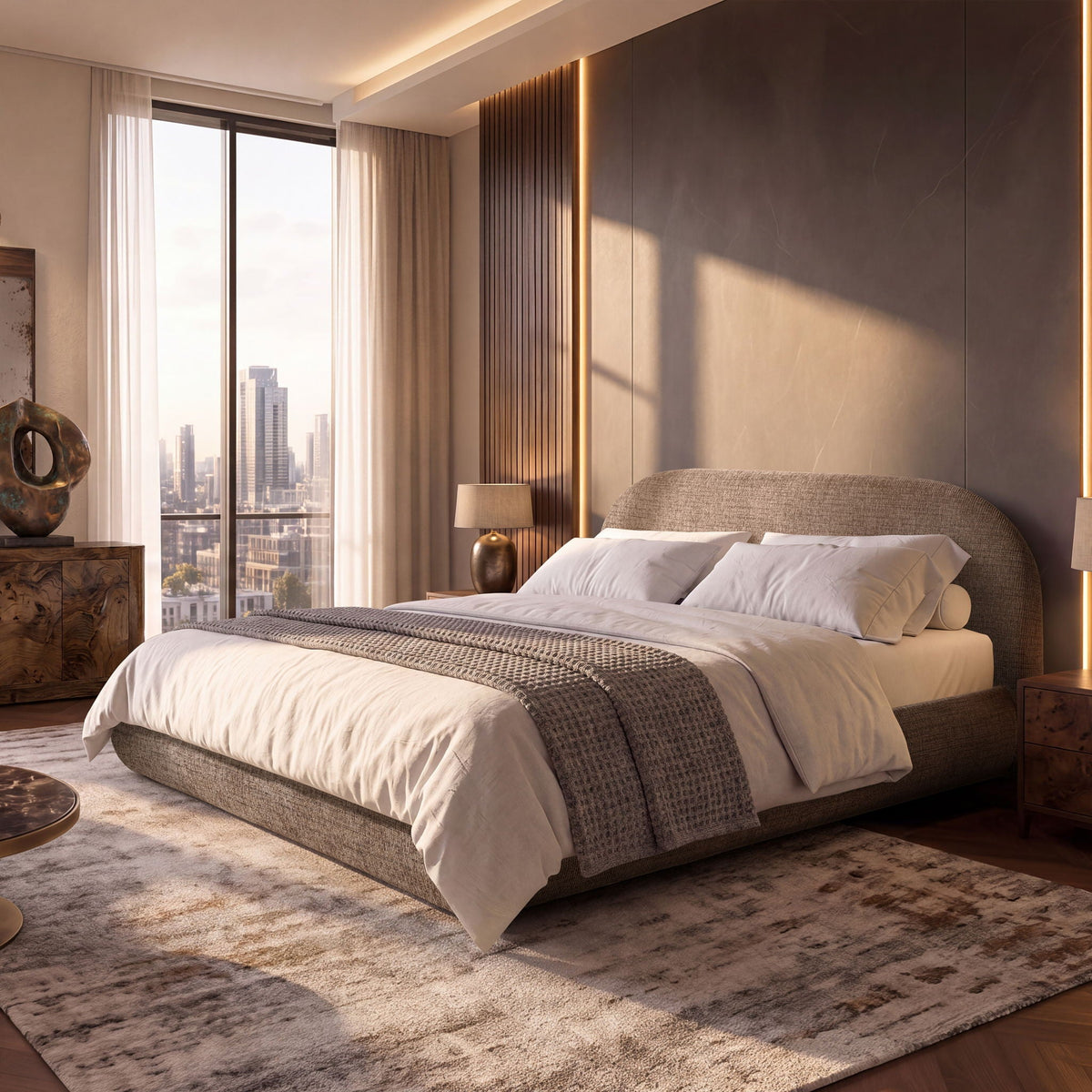 Archie Puffy Luxury Upholstered Platform Bed – Queen & King
