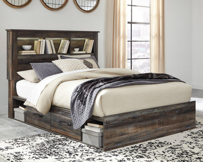 Drystan Rustic Bookcase Bed – LED Lighting & Storage Options