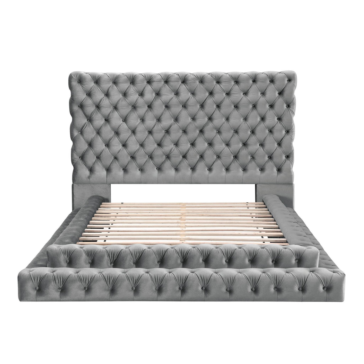 Luxe Tufted Platform Bed – Oversized Headboard & Upholstered Frame