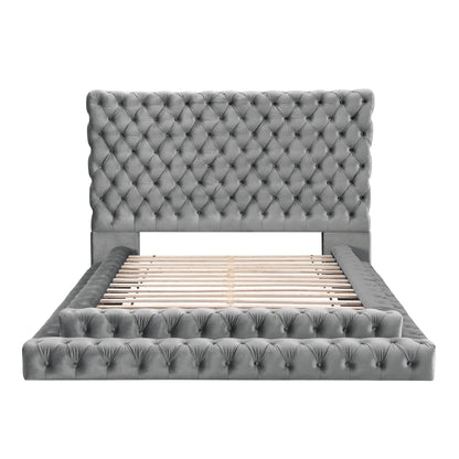 Luxe Tufted Platform Bed – Oversized Headboard & Upholstered Frame