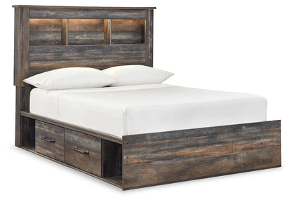 Drystan Rustic Bookcase Bed – LED Lighting & Storage Options