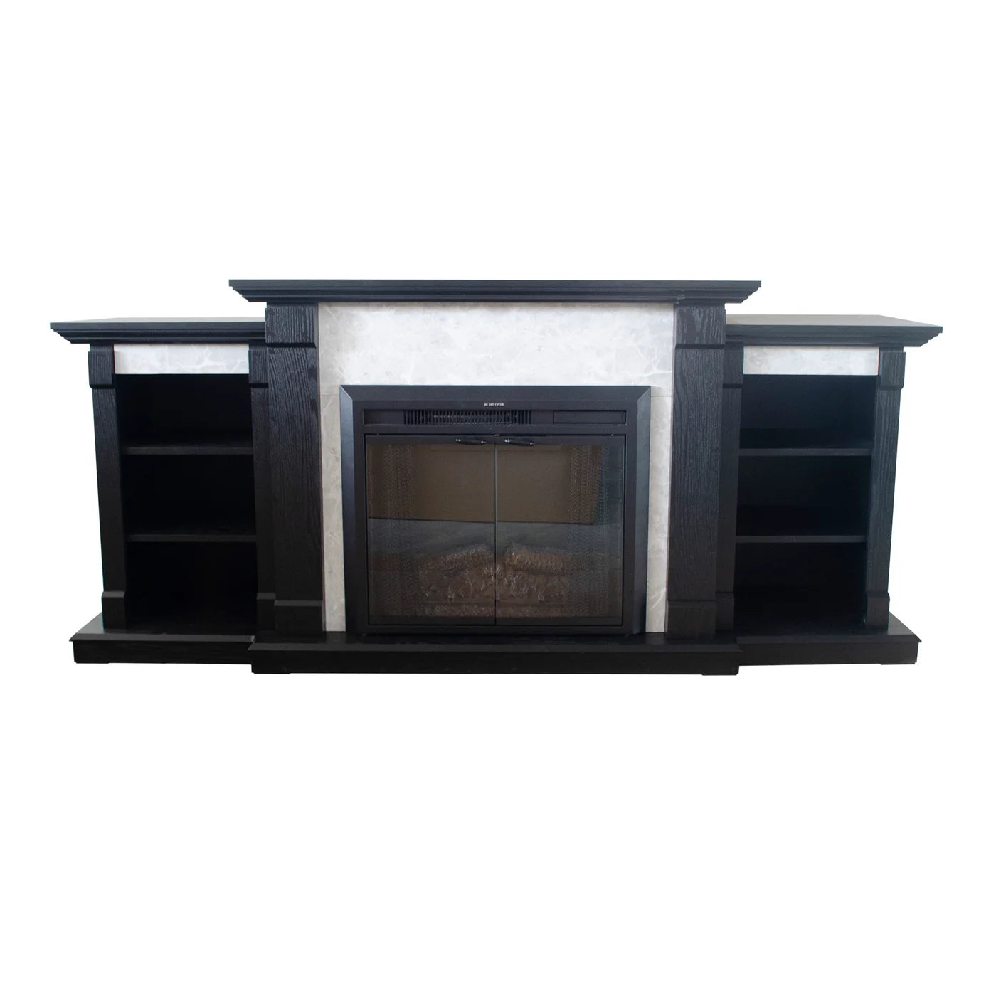 Black Okoume Veneer Fireplace TV Stand