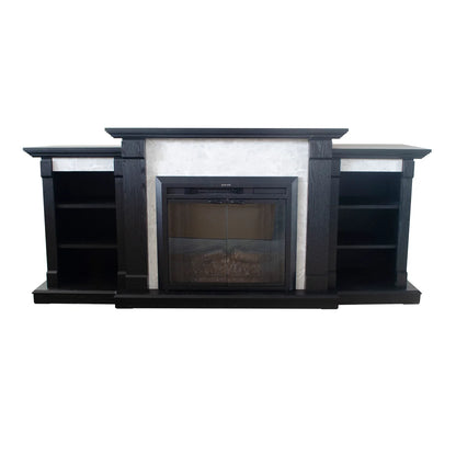 Black Okoume Veneer Fireplace TV Stand