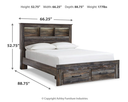 Drystan Rustic Bookcase Bed – LED Lighting & Storage Options
