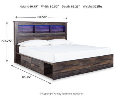 Drystan Rustic Bookcase Bed – LED Lighting & Storage Options
