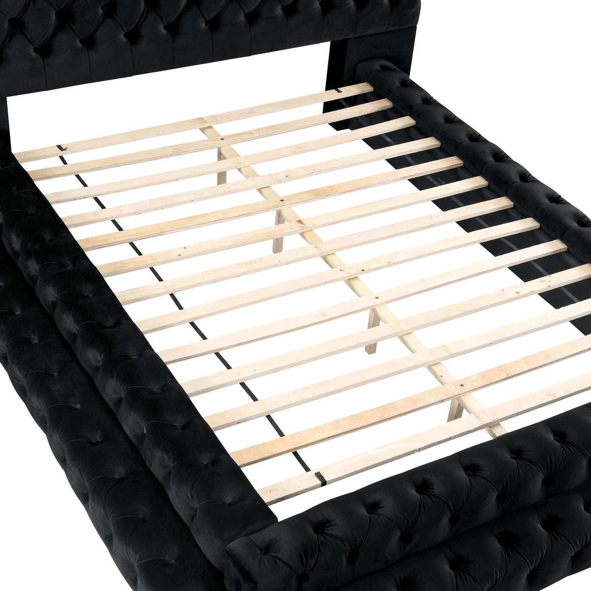 Luxe Tufted Platform Bed – Oversized Headboard & Upholstered Frame