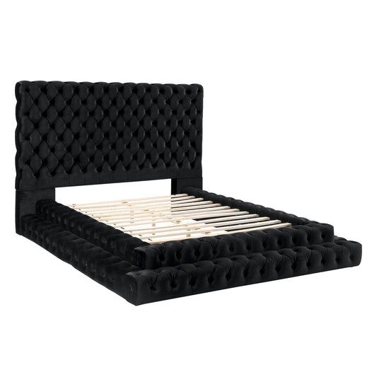 Luxe Tufted Platform Bed – Oversized Headboard & Upholstered Frame