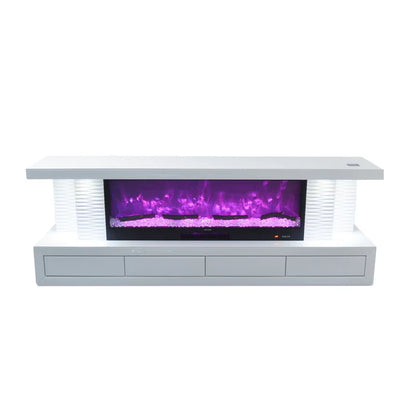 VANITII Pearl 71" LED Mirrored Electric Fireplace TV Stand