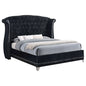 Barzini Luxury King Wingback Bed – Black Velvet & Crystal Tufting