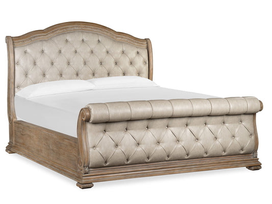 Marisol Luxury Upholstered Sleigh Bed – Elegant Fawn Finish