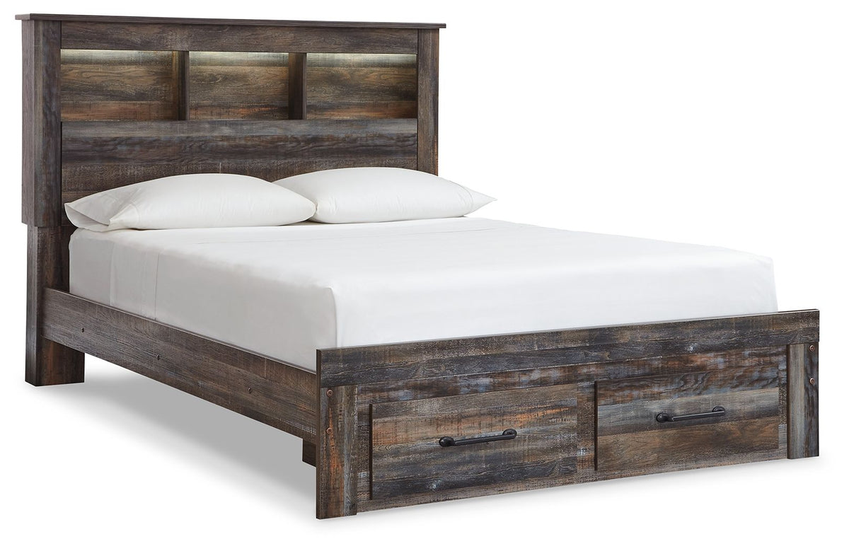 Drystan Rustic Bookcase Bed – LED Lighting & Storage Options