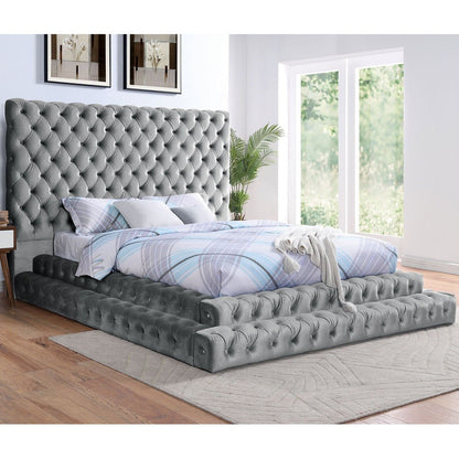Luxe Tufted Platform Bed – Oversized Headboard & Upholstered Frame